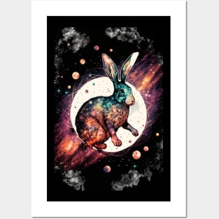 Year of the rabbit chinese zodiac sign space design with planets Posters and Art